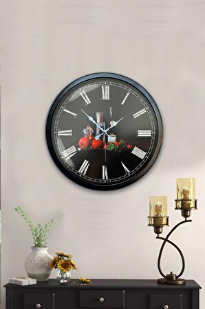 40 Cm Siyah Metal Mutfak Duvar Saati