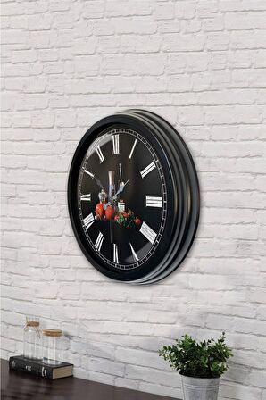 40 Cm Siyah Metal Mutfak Duvar Saati