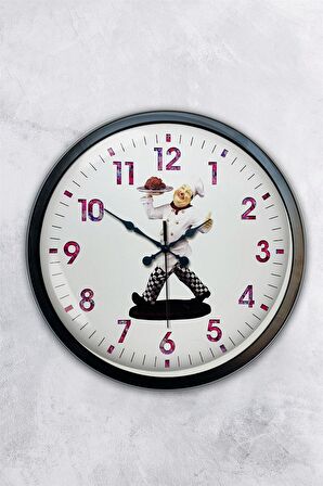 40 Cm Siyah Metal Mutfak Duvar Saati