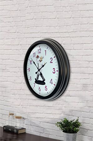 40 Cm Siyah Metal Mutfak Duvar Saati