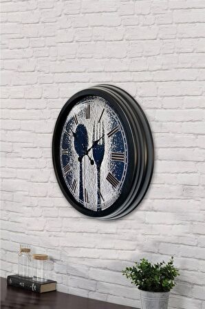 40 Cm Siyah Metal Mutfak Duvar Saati