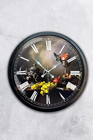 40 Cm Siyah Metal Mutfak Duvar Saati