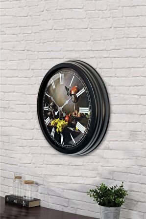 40 Cm Siyah Metal Mutfak Duvar Saati