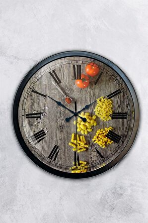 40 Cm Siyah Metal Mutfak Duvar Saati