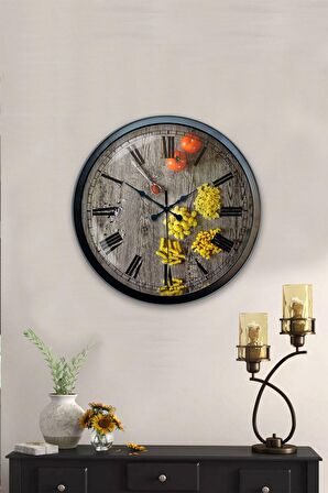 40 Cm Siyah Metal Mutfak Duvar Saati