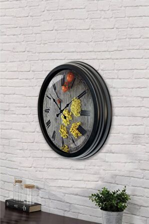 40 Cm Siyah Metal Mutfak Duvar Saati