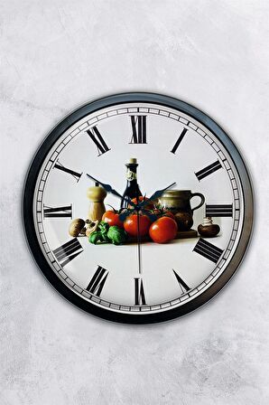 40 Cm Siyah Metal Mutfak Duvar Saati