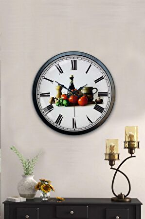40 Cm Siyah Metal Mutfak Duvar Saati