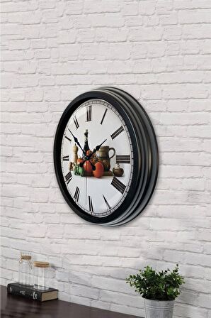 40 Cm Siyah Metal Mutfak Duvar Saati
