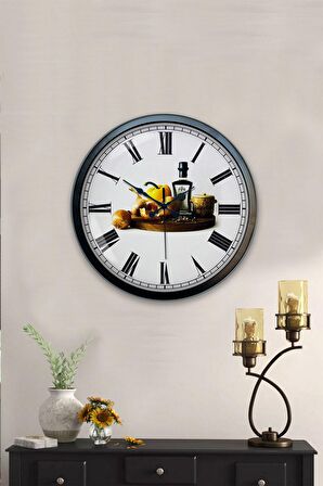 40 Cm Siyah Metal Mutfak Duvar Saati