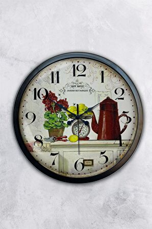 40 Cm Siyah Metal Mutfak Duvar Saati