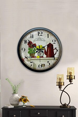 40 Cm Siyah Metal Mutfak Duvar Saati