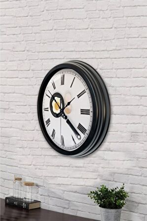 40 Cm Siyah Metal Mutfak Duvar Saati