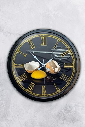 40 Cm Siyah Metal Mutfak Duvar Saati