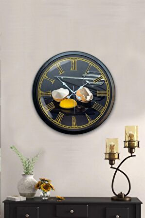 40 Cm Siyah Metal Mutfak Duvar Saati