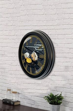 40 Cm Siyah Metal Mutfak Duvar Saati