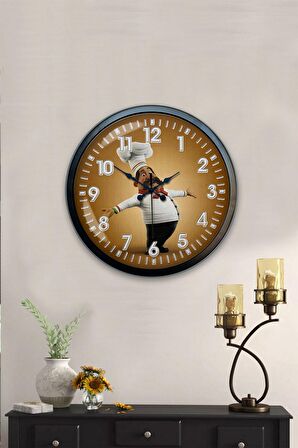 40 Cm Siyah Metal Mutfak Duvar Saati