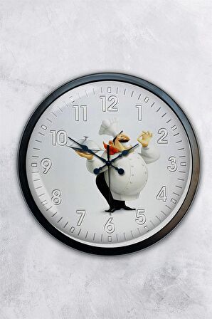 40 Cm Siyah Metal Mutfak Duvar Saati