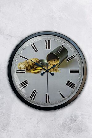 40 Cm Siyah Metal Mutfak Duvar Saati