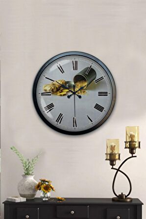 40 Cm Siyah Metal Mutfak Duvar Saati