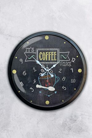 40 Cm Siyah Metal Mutfak Duvar Saati