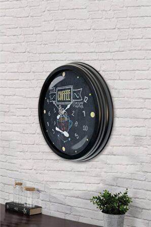40 Cm Siyah Metal Mutfak Duvar Saati