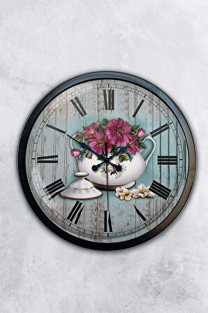 40 Cm Siyah Metal Mutfak Duvar Saati