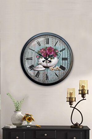 40 Cm Siyah Metal Mutfak Duvar Saati