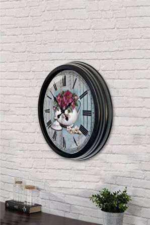 40 Cm Siyah Metal Mutfak Duvar Saati