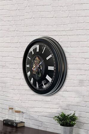 40 Cm Siyah Metal Mutfak Duvar Saati