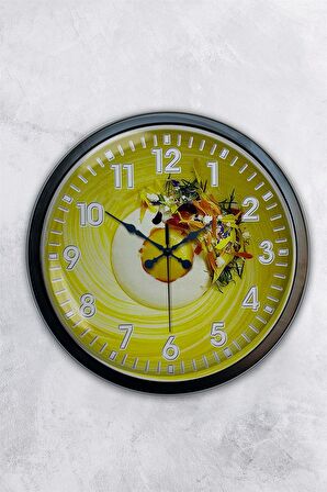 40 Cm Siyah Metal Mutfak Duvar Saati