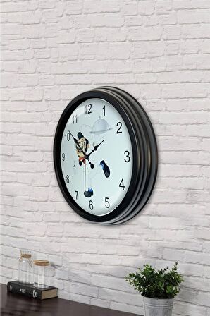 40 Cm Siyah Metal Mutfak Aşçılı Duvar Saati