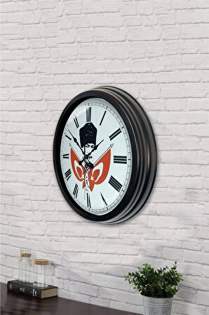 40 Cm Siyah Metal Mustafa Kemal Atatürk Duvar Saati