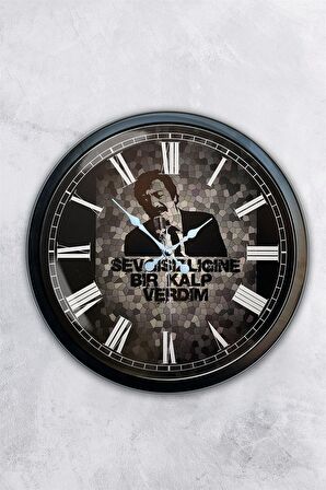 40 Cm Siyah Metal Müslüm Gürses Duvar Saati