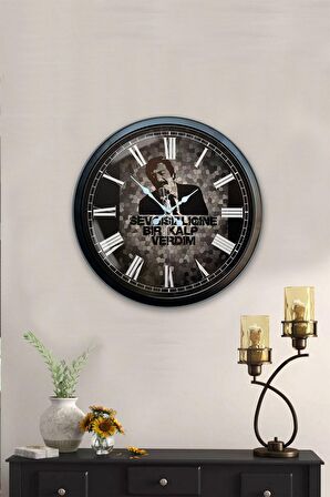 40 Cm Siyah Metal Müslüm Gürses Duvar Saati