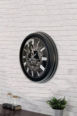 40 Cm Siyah Metal Müslüm Gürses Duvar Saati