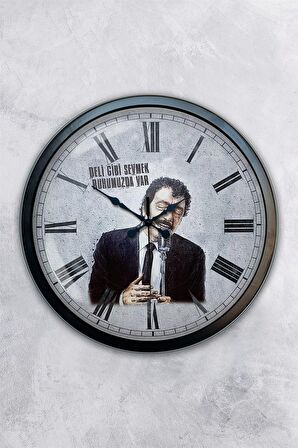 40 Cm Siyah Metal Müslüm Baba Duvar Saati