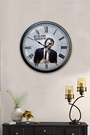 40 Cm Siyah Metal Müslüm Baba Duvar Saati