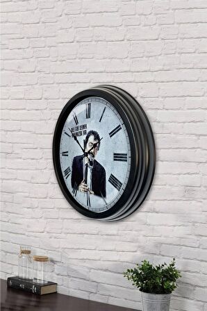 40 Cm Siyah Metal Müslüm Baba Duvar Saati