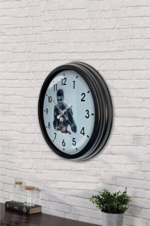 40 Cm Siyah Metal Muhammed Ali Duvar Saati