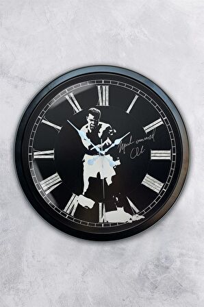 40 Cm Siyah Metal Muhammed Ali Duvar Saati
