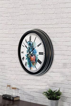 40 Cm Siyah Metal Mozaik Duvar Saati