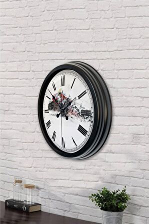 40 Cm Siyah Metal Motorsiklet Duvar Saati