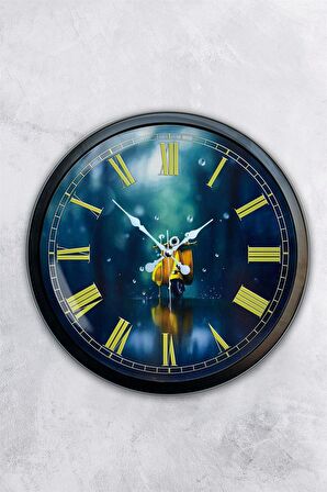 40 Cm Siyah Metal Motor Duvar Saati