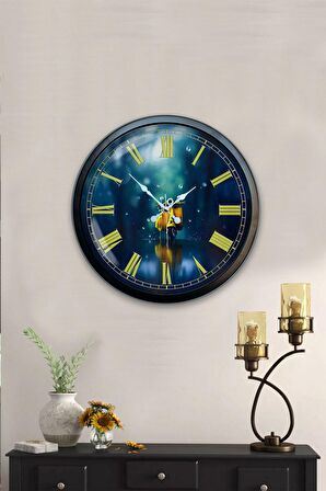 40 Cm Siyah Metal Motor Duvar Saati