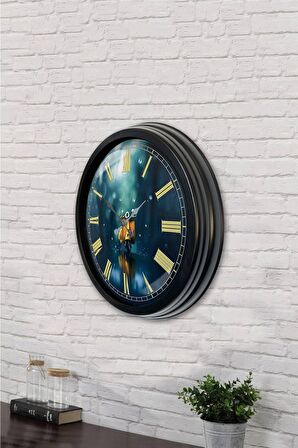 40 Cm Siyah Metal Motor Duvar Saati