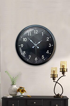 40 Cm Siyah Metal Modern Tasarım Duvar Saati