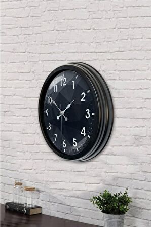 40 Cm Siyah Metal Modern Tasarım Duvar Saati