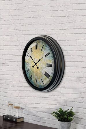 40 Cm Siyah Metal Modern Duvar Saati