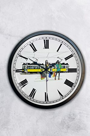 40 Cm Siyah Metal Moda Duvar Saati